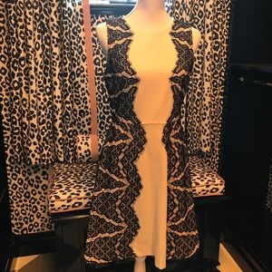 DVF Ivory dress with black lace